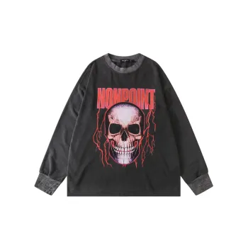 Punk Skull Loose Long Sleeve T shirt