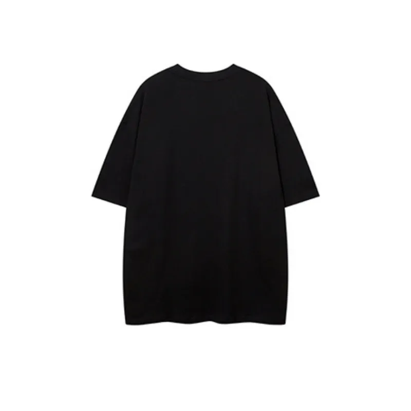 Retro Font Fuzzy Printing Craft Round Neck T shirt-7