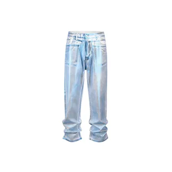 Loose Straight Waxed Loose Pants