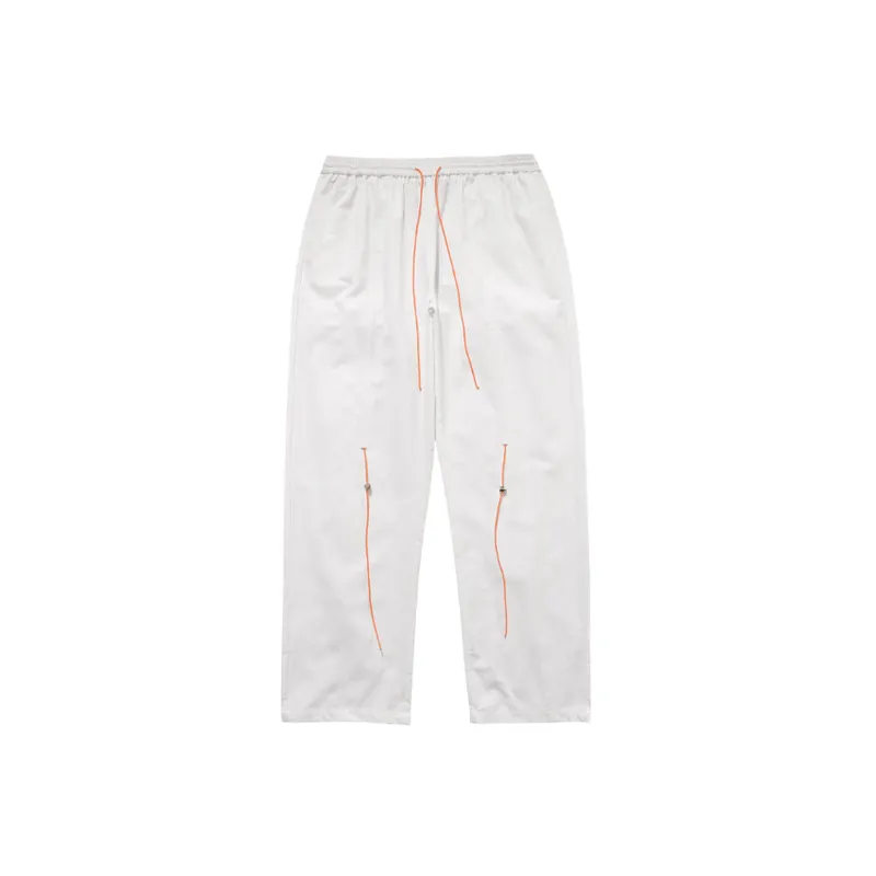 Loose Drawstring Reflective Solid Color Casual Pants-0
