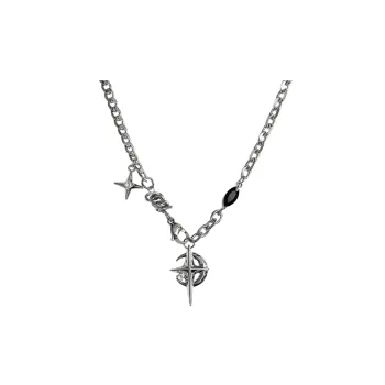 Titanium Steel Necklace Black Gem Mang Star