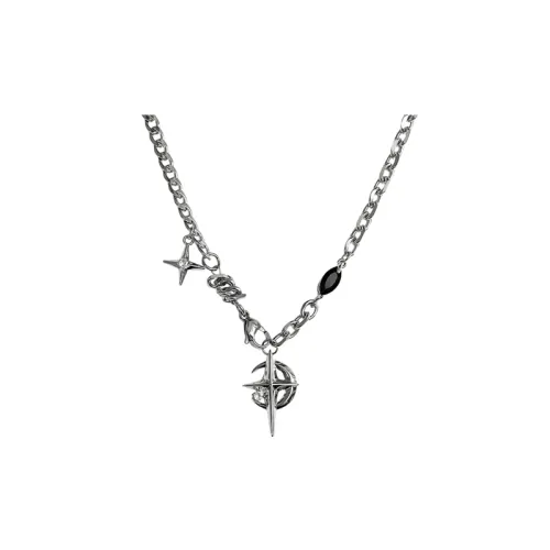 Titanium Steel Necklace Black Gem Mang Star