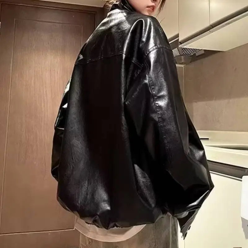 Loose Casual Leather Jacket-3