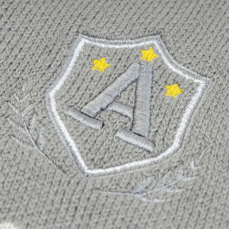 Zipper Embroidery Cotton Blended Fabric Knitwear-4