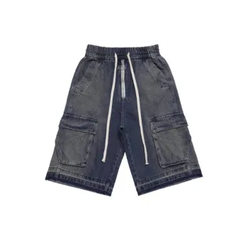 High Street Fashion All match Gradient Color Scrubbing Jeans