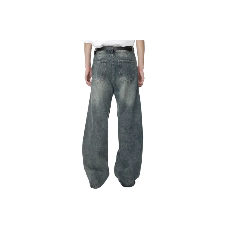 Retro Irregular Split New Style Straight Leg Wide Jeans-2
