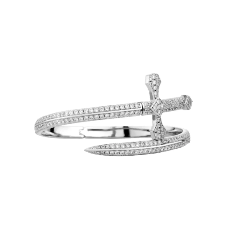 The Sword Of Justice Full Diamond Retro Widened Version Bracelet-3