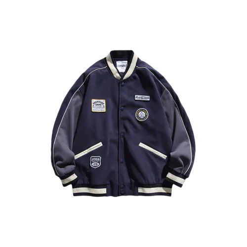 Contrast Spliced Collar Loose Baseball Suit Jacket