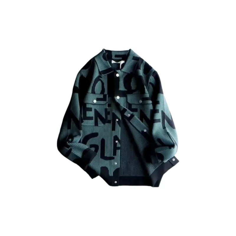 Explosions Retro Knitted Cardigan Lapel Distinctive Casual Trendy Loose Sweater Coat