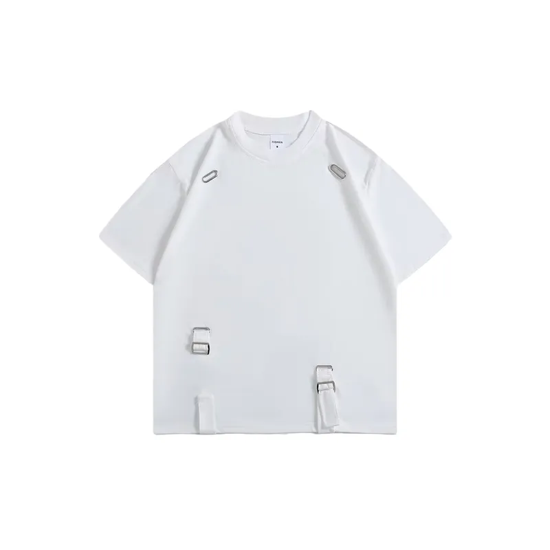 Loose Casual Metal Straps T Shirt-6