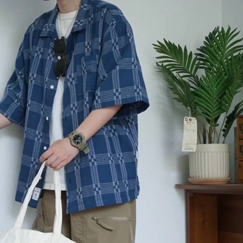 Fashionable Plaid Denim Shirt-3