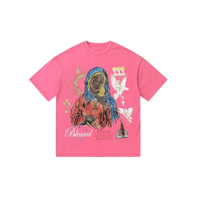 Retro Loose Washed Spray T Shirt-6
