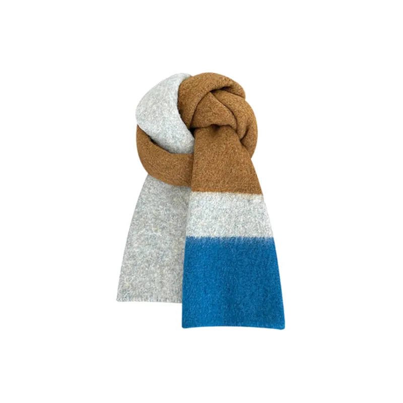 Casual Contrast Color Warm Knit Scarf-3