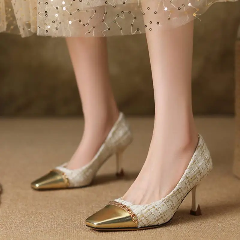 Fashionable Contrast Color High Heels-5