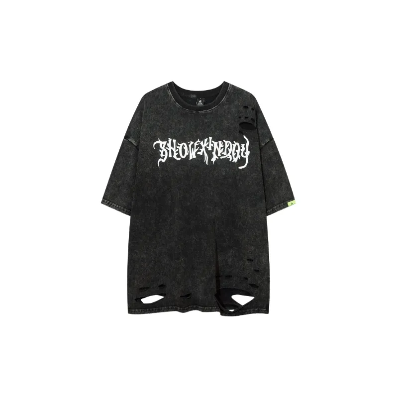 Retro Washed Blended Synthetic Fabrics T Shirt-0
