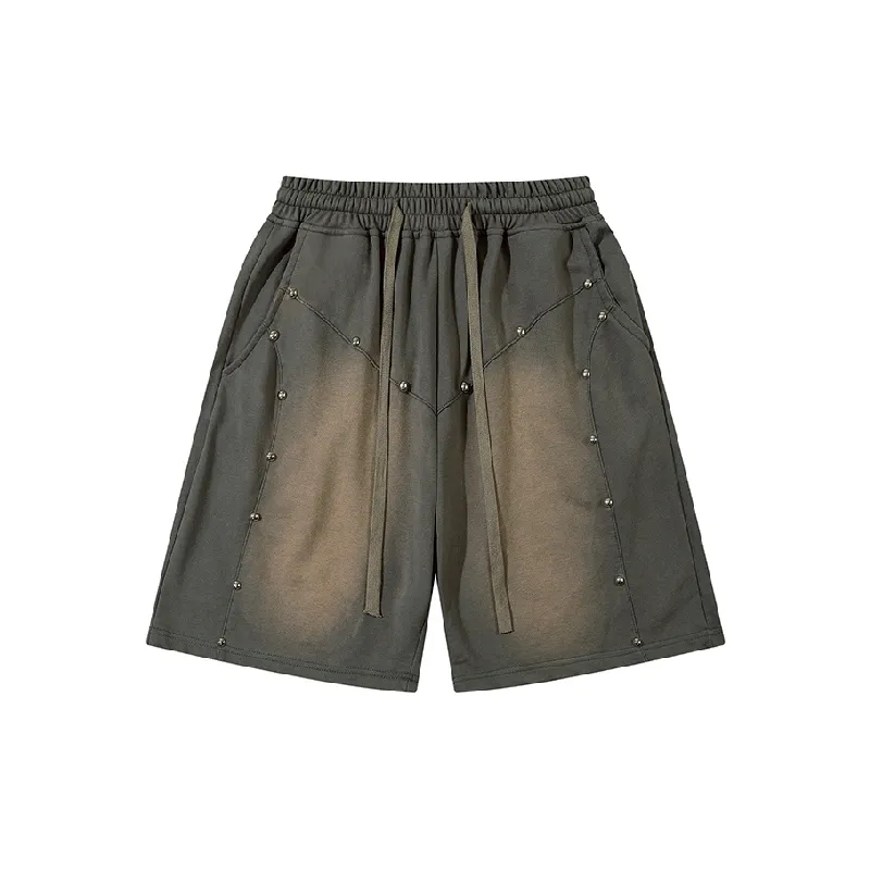Retro Washed Cotton Casual Shorts-0