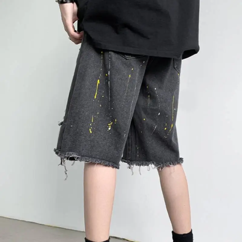 Casual Ripped Denim Shorts-1