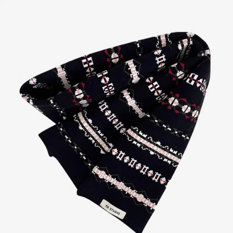 Retro Striped Knit Scarf-1