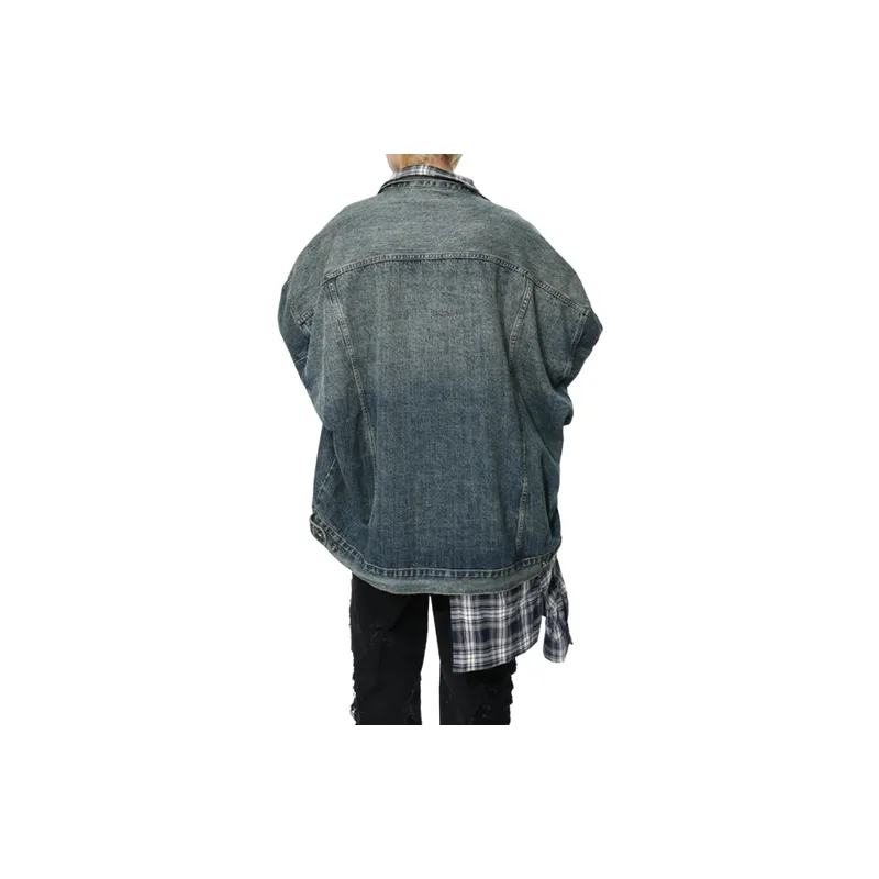 Simple Plaid Denim Jacket-2