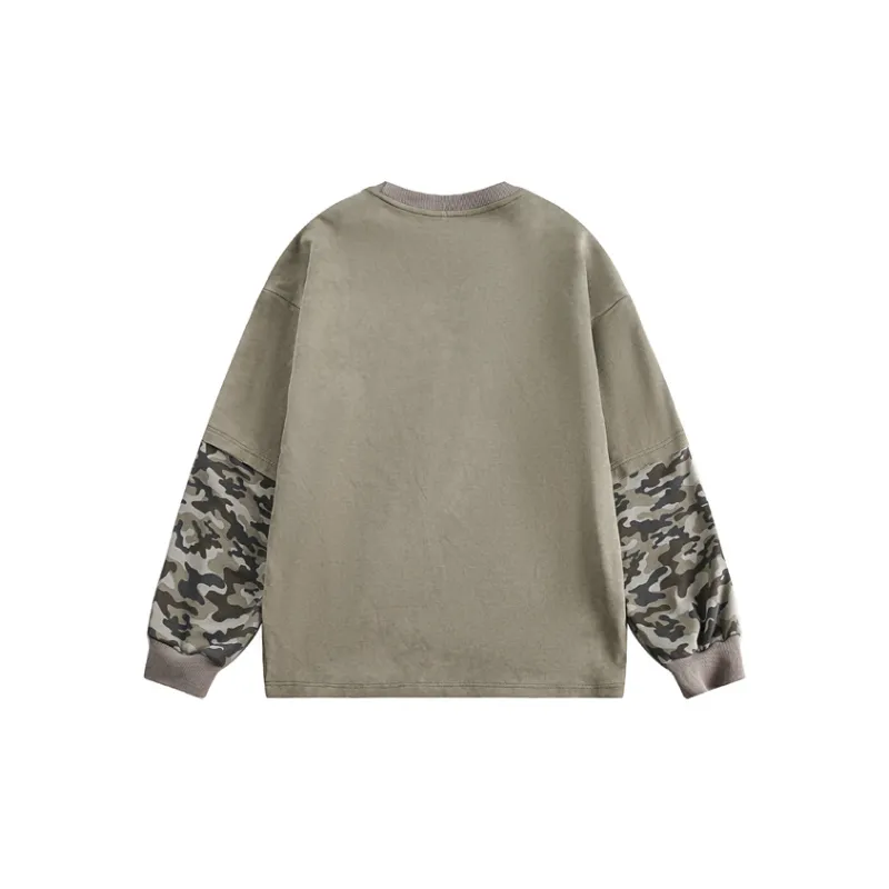 Stitching Contrast Color Trendy Long Sleeve Sweatshirt-1
