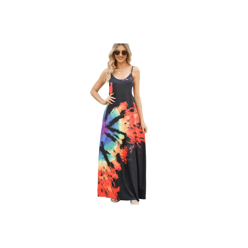 Casual Ditsy Flora Polyester Slip Dress Women-0
