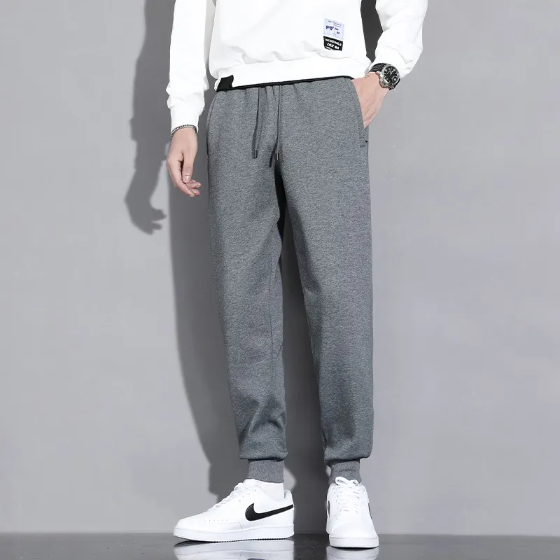 Plain Loose Cotton Blended Fabric Casual Pants Unisex-1