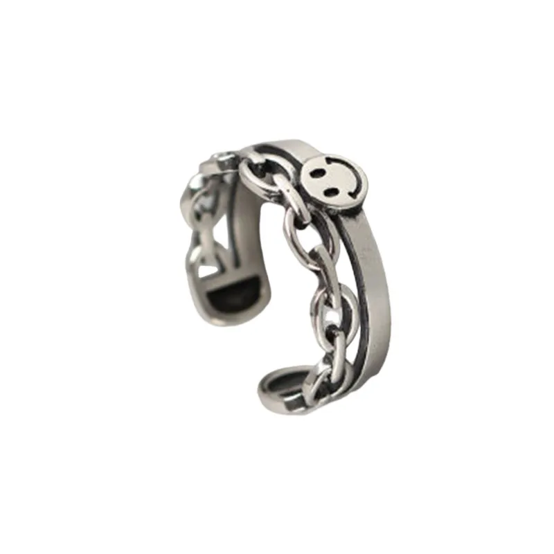 Five Pointed Star Smiley Face Ring-3