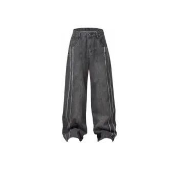 Raw Edge Stripe Design Jeans