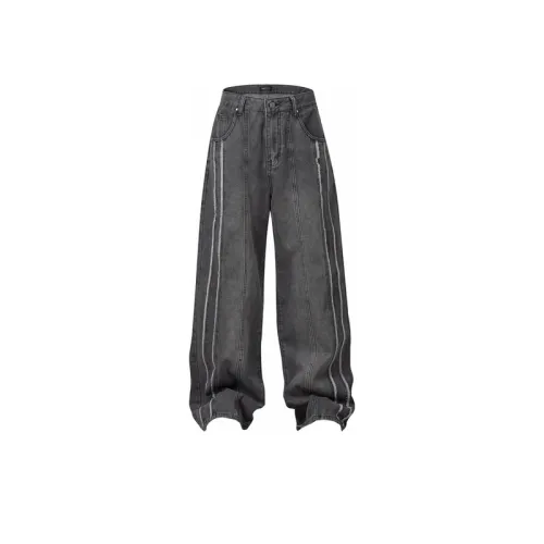 Raw Edge Stripe Design Jeans
