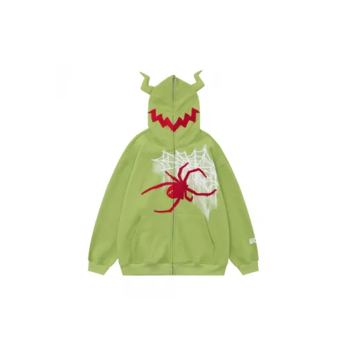 Street Design Sense Letter Embroidered Spider Zipper Cardigan Hoodie