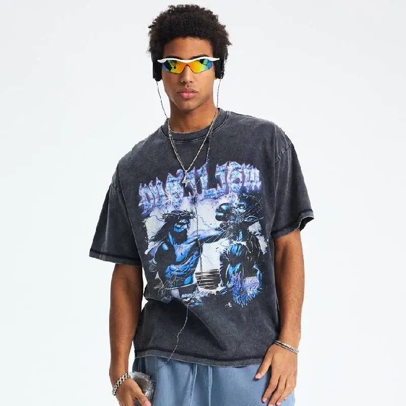 Washed Distress 100% Cotton T Shirt-2