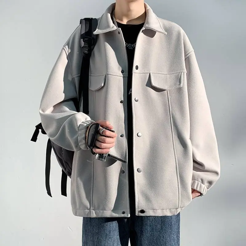 Plain Fashionable Blended Synthetic Fabrics Jacket-5
