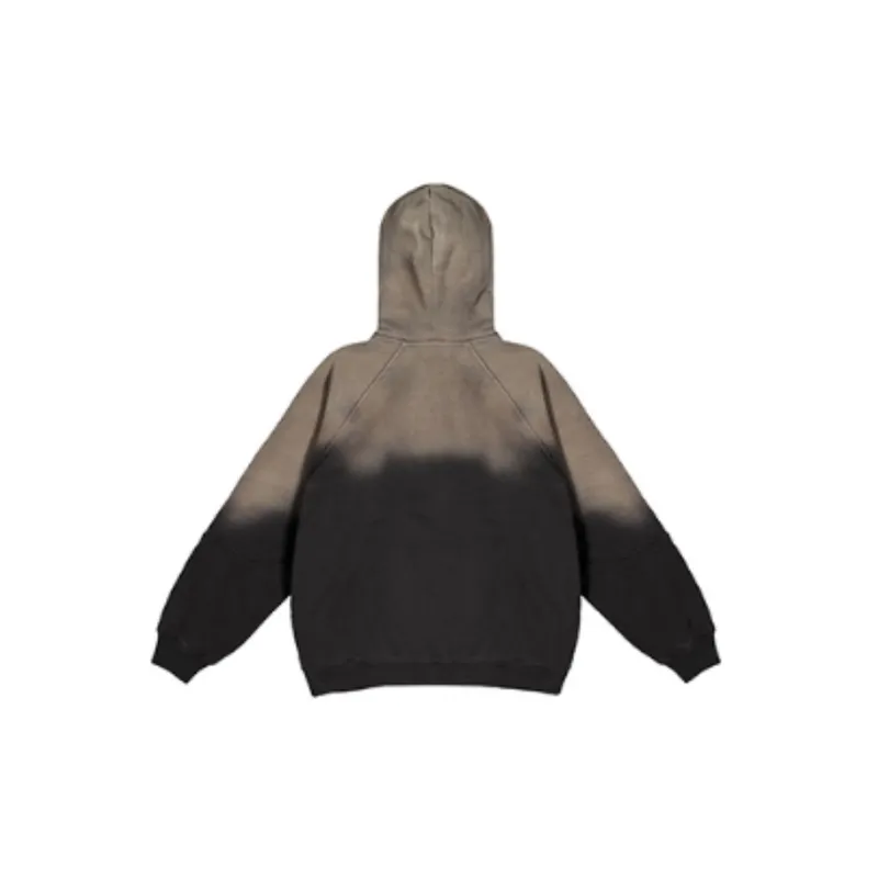 Gradient Color matching Old Oversize Loose Hooded Sweater-3