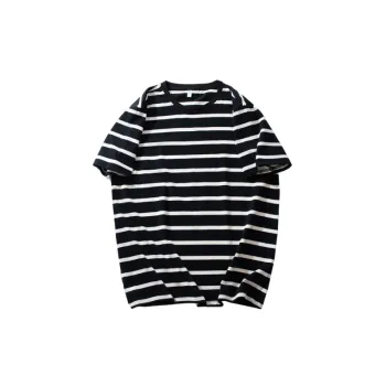 Striped Loose Cotton Blended Fabric T Shirt