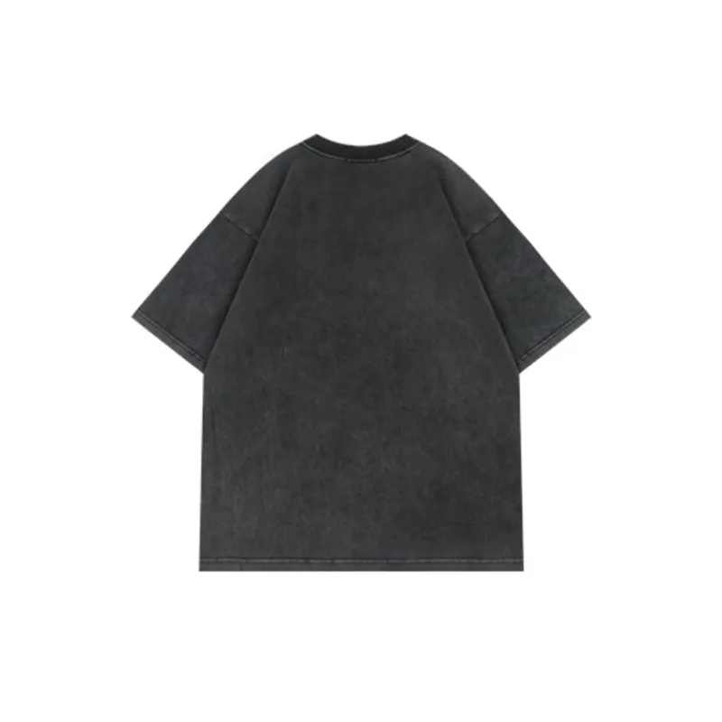 Retro Antique Washed Cross Figure Print T shirt-9