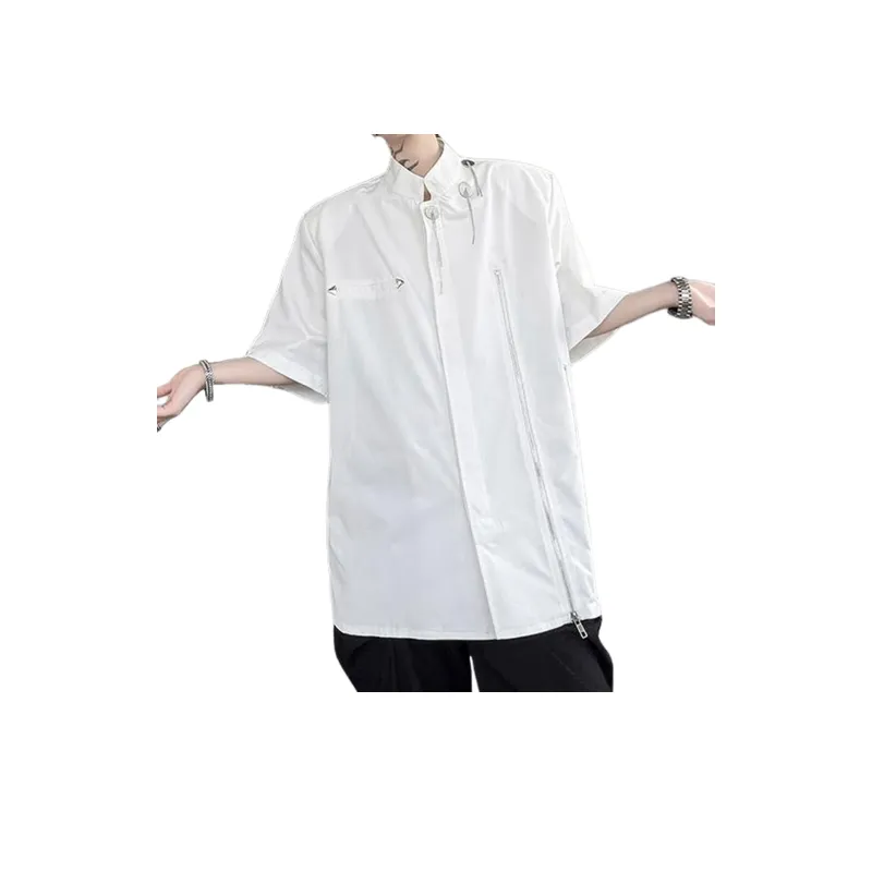 Dark Style Stand Up Collar Shirt-3