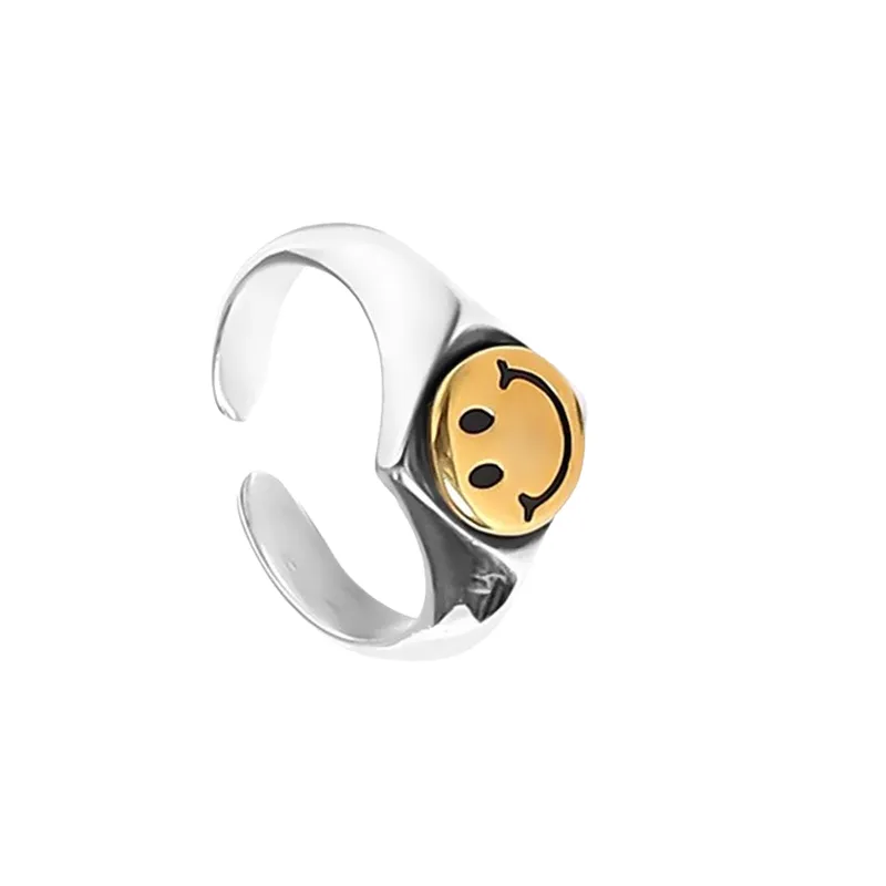 Five Pointed Star Smiley Face Ring-0