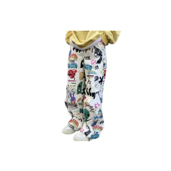 Hand Painted Color Graffiti Straight Casual Pants