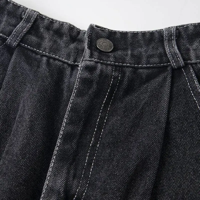 Casual Washed Denim Shorts-2