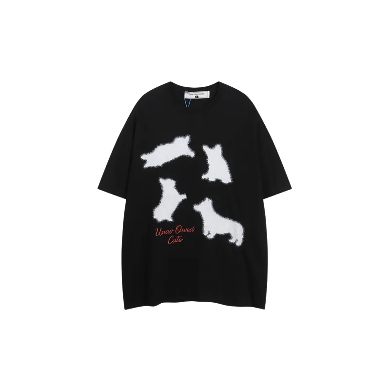Loose Embroidery 100% Cotton T Shirt-0
