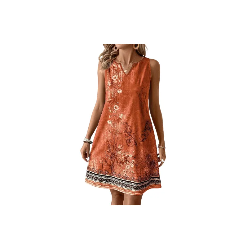 Fashionable Floral Polyester Dress Women-2