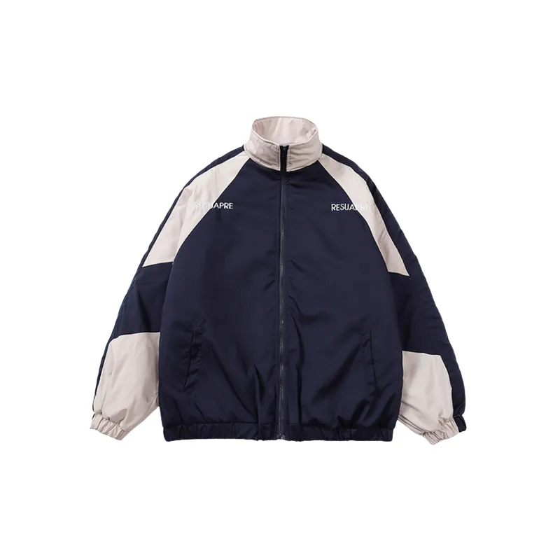 New Style Retro Contrast Color Stitching Collar Trendy Brand Jacket-4