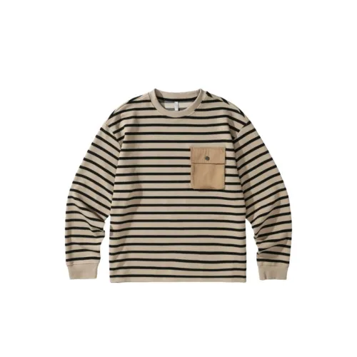 Retro Striped Stereo Pocket New Loose Long Sleeve Sweatshirt