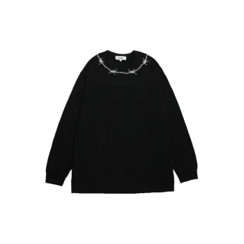 High Street Dark style Loose Long sleeved Retro Briar Nose Printed Top