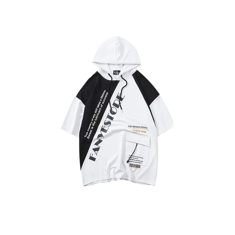 Hip Hop Fashion Color blocked T shirt-2