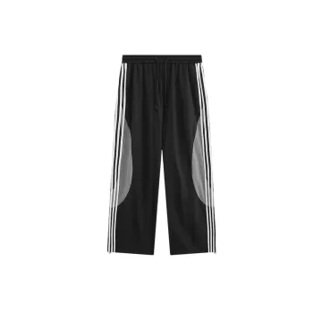 Sporty Striped Polyester Casual Pants