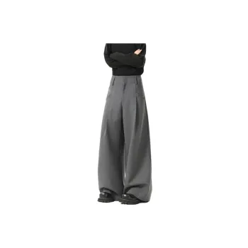 Loose Straight Leg Cotton Blended Fabric Casual Pants
