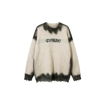 Casual Tie Dye Graffiti Loose Cotton Blended Fabric Sweater