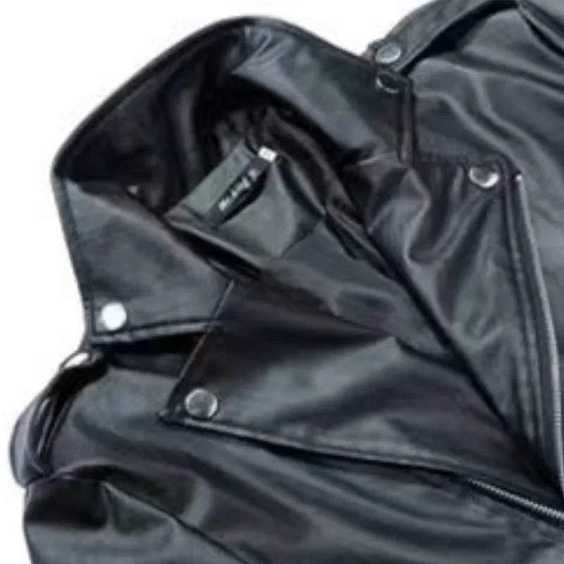 Casual Loose Synthetic Material Leather Jacket-2