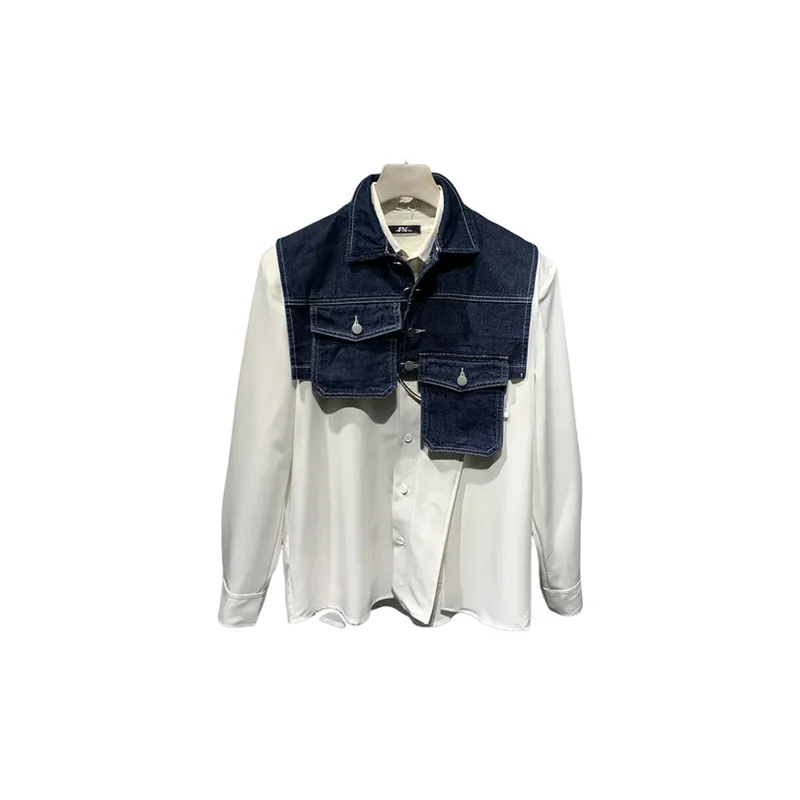 Long-sleeved Stitching Niche Fashionable Loose Shirt swag OOTD-0